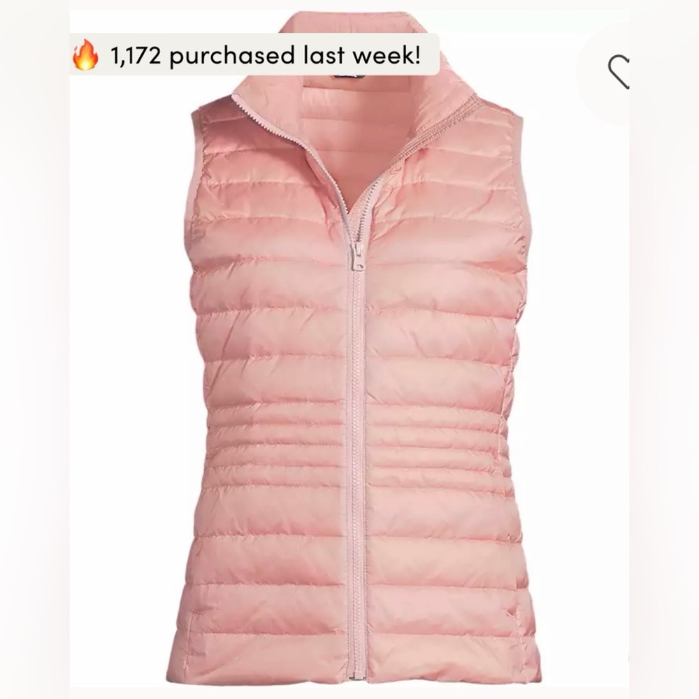 Women's  plus Land End packable Down vest 1x NWT
